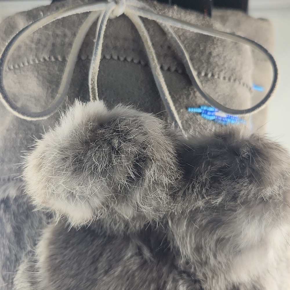 Vintage Tall Grey Fur Suede 717B Mukluk Moccasin Boots (9) - Picture 10 of 15